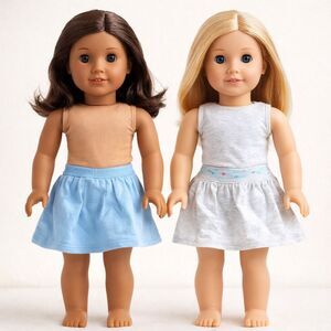 American Girl Doll Light Blue Textured Skirt - Authentic AG Clothes - EUC